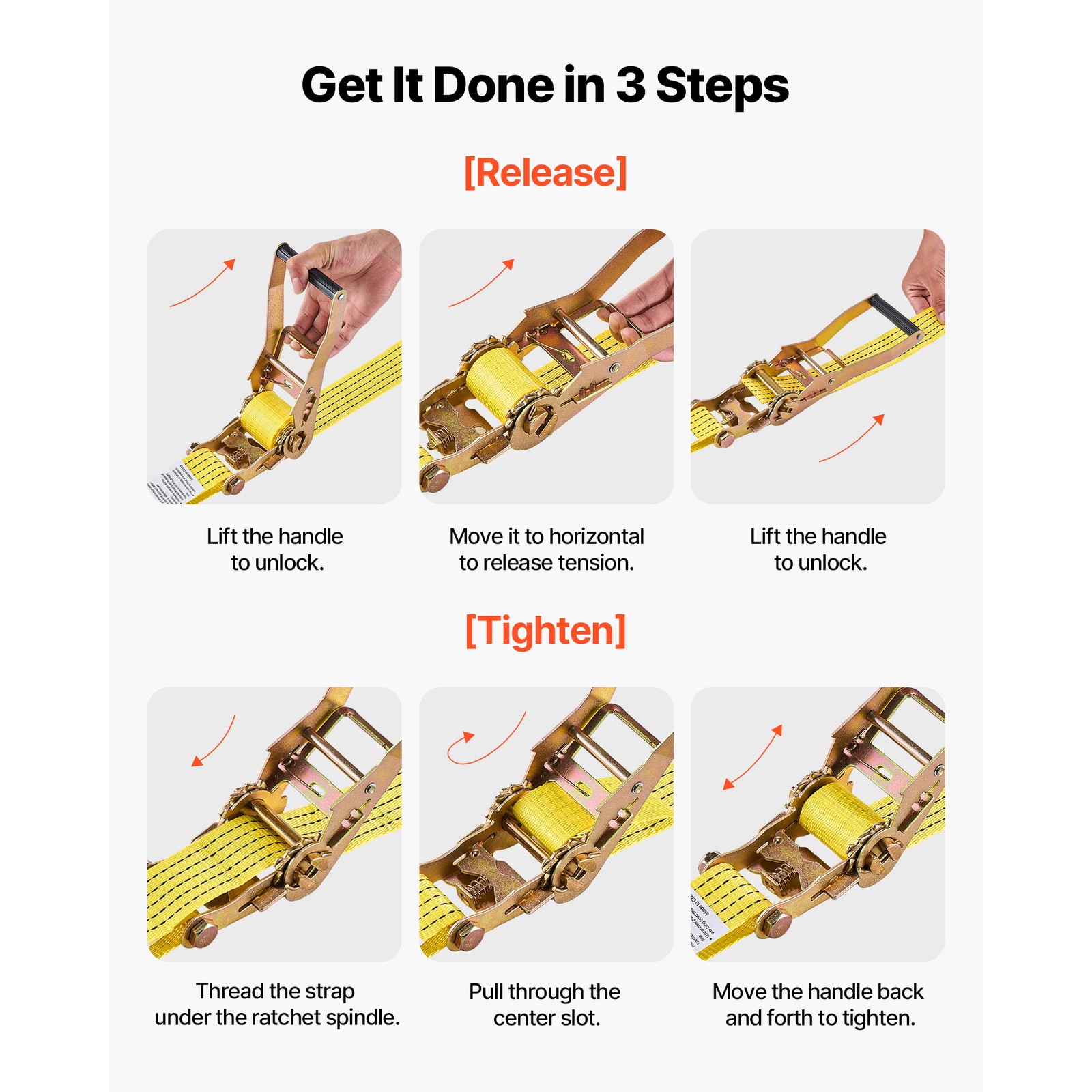 Uimoso 6 Pack Ratchet Straps 2" x 15' with Double J Hooks, 5000 lbs Capacity