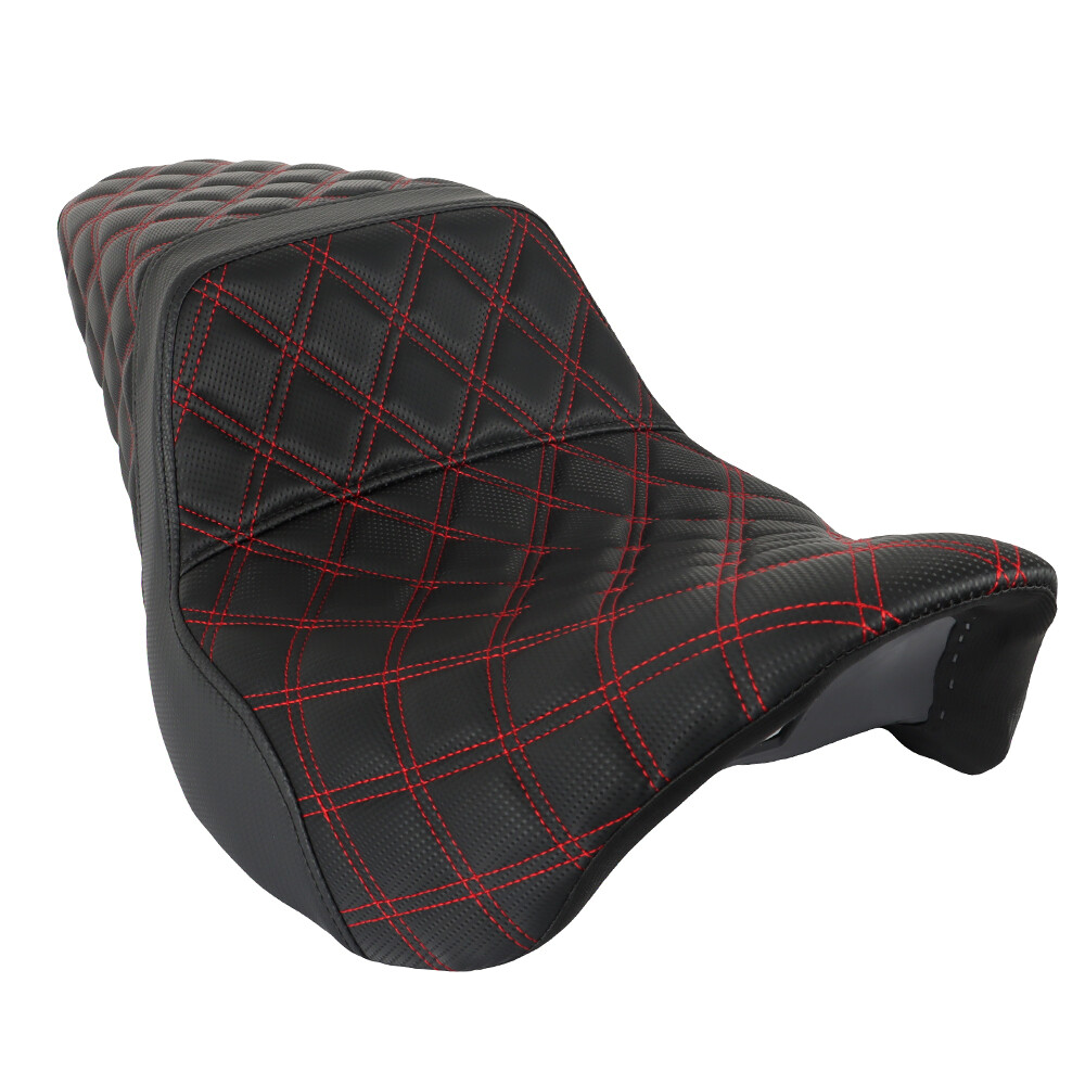 Red Lattice Stitch Step-Up Seat For Touring Road King Electra Street Glide 08+