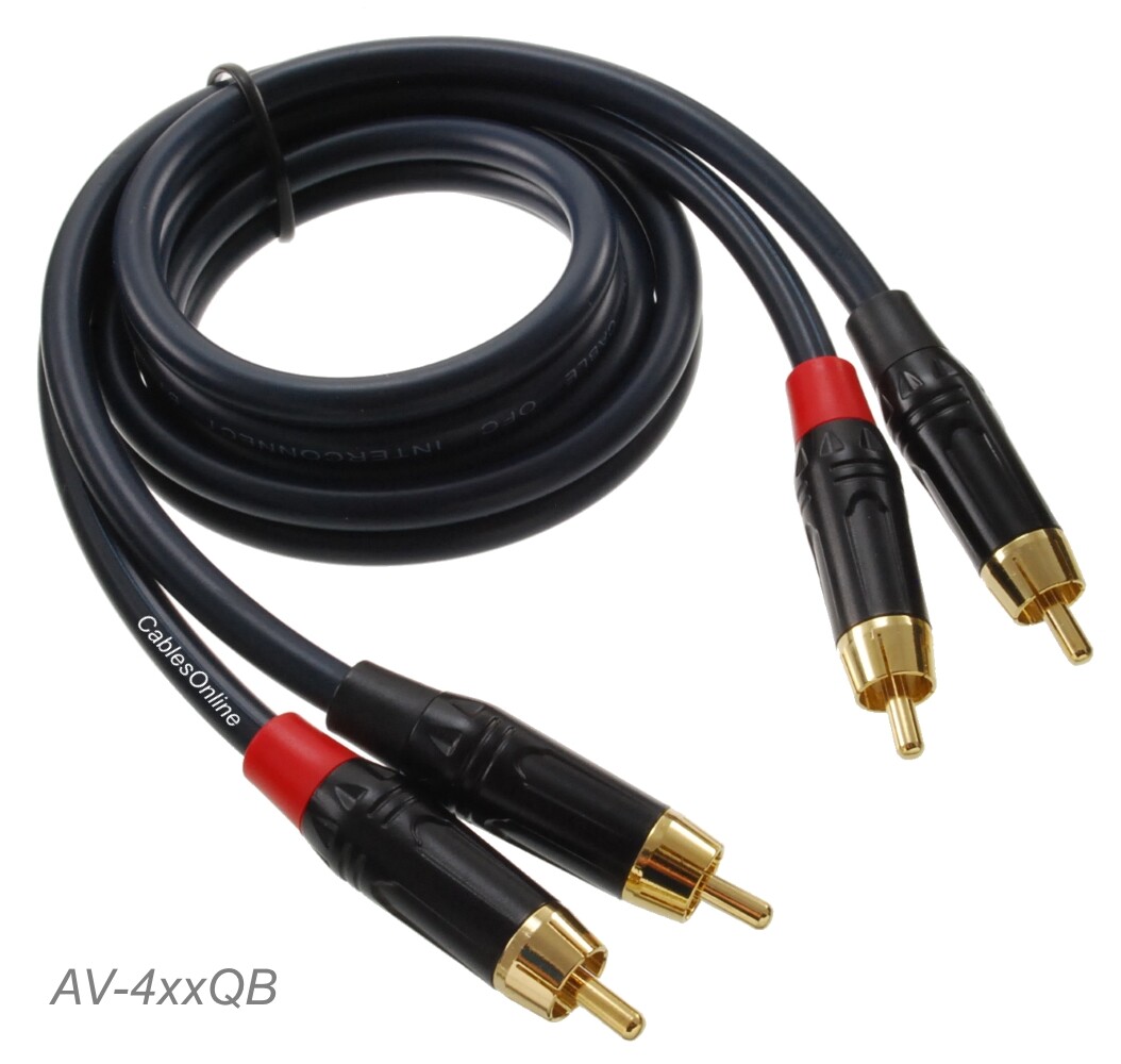 Two-RCA Male/Male Gold-Plated Premium OFC Blue Audio Cable (Multi-Length)
