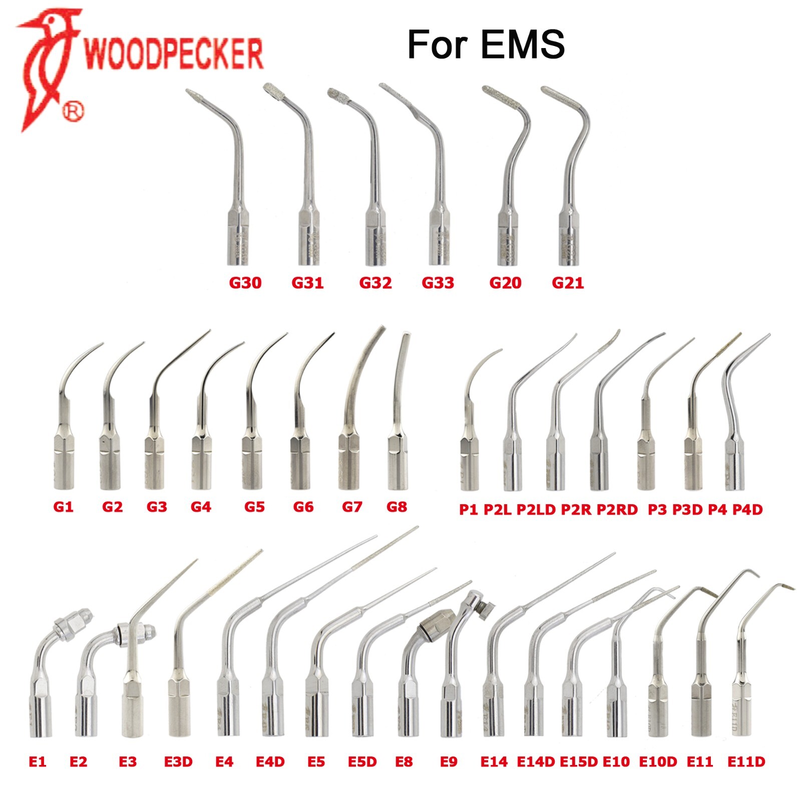 Woodpecker Dental Ultrasonic Piezo Scaler Tips Endo Perio DTE SATELEC NSK EMS
