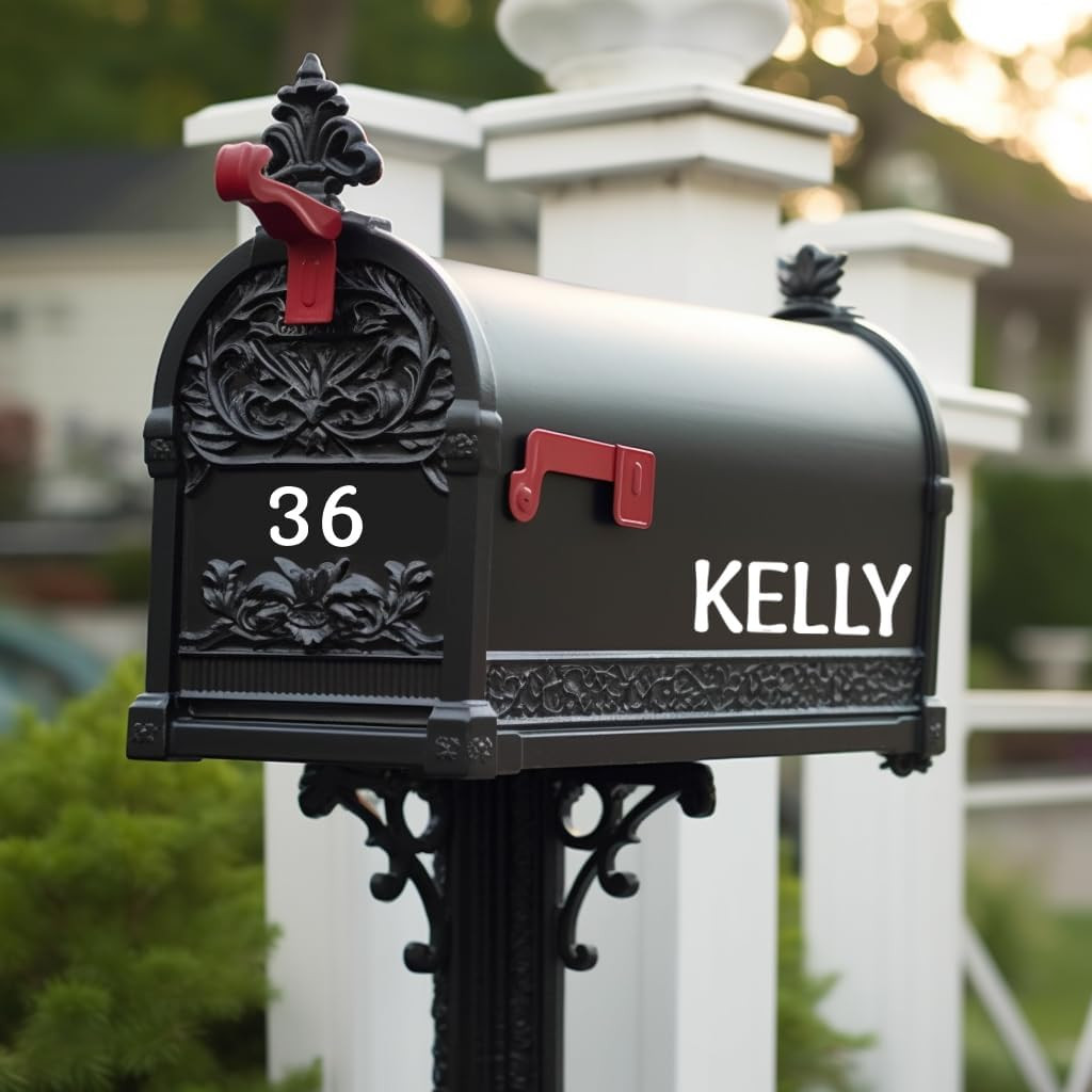 1260 pcs 10 Sheets Self Adhesive Vinyl Letters Numbers Kit, White Mailbox Number