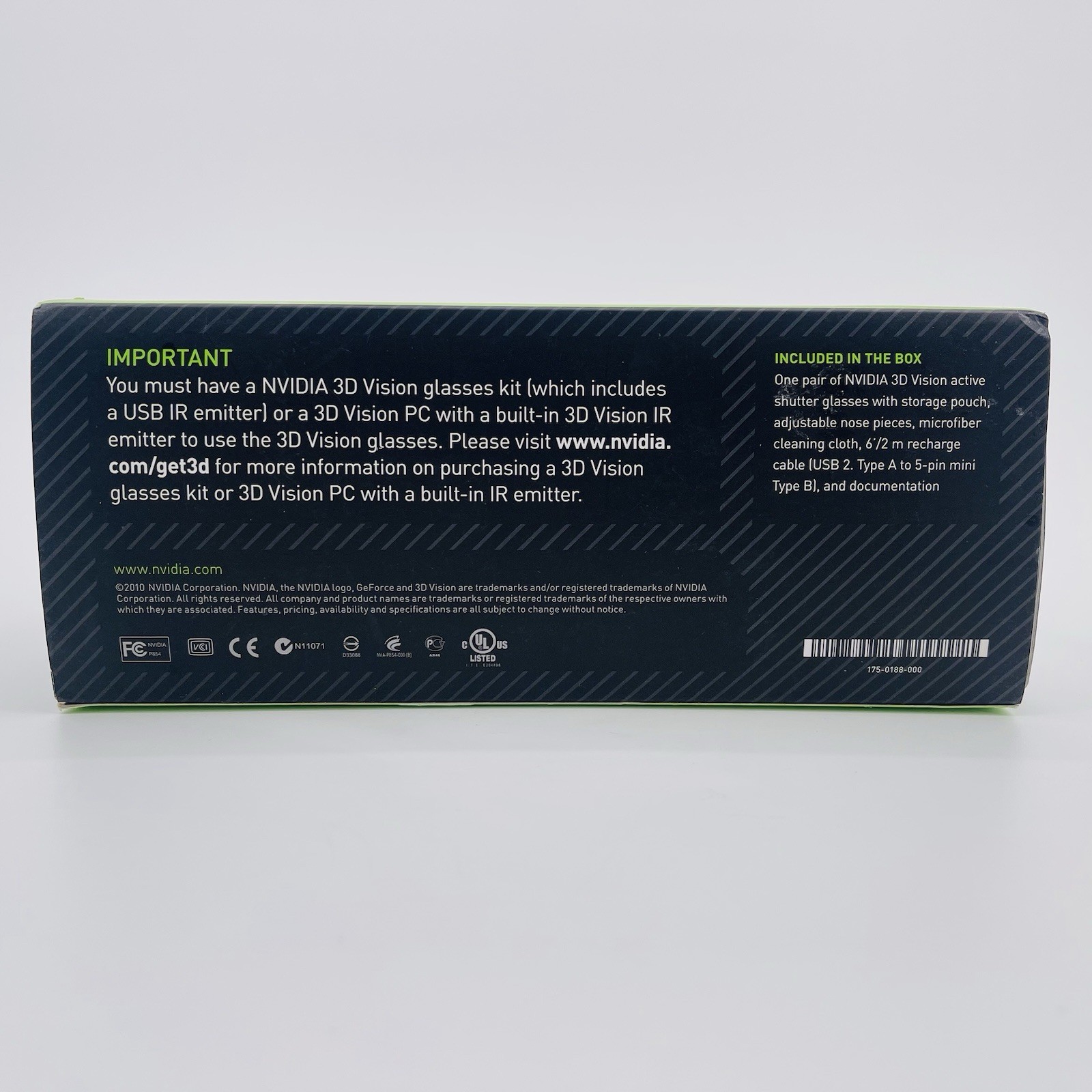 Nvidia 3D Vision Wireless Glasses Immersive 942-10701-0001-002 Open Box