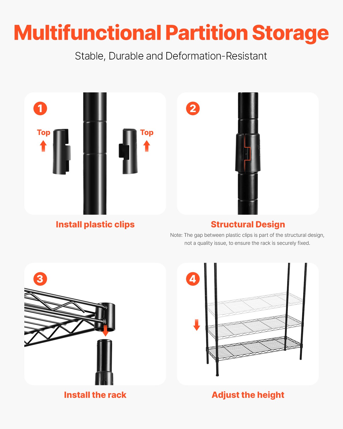 VEVOR Over Washer and Dryer Storage Shelf Two Row 5 Tiers Washer Rack Black