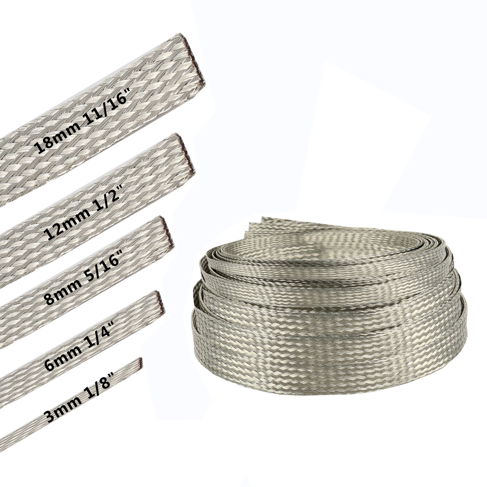 EMI RFI ESD Shielding Wire Sheathing Cable Sleeve Metal Mesh 19'&50' Length Lot