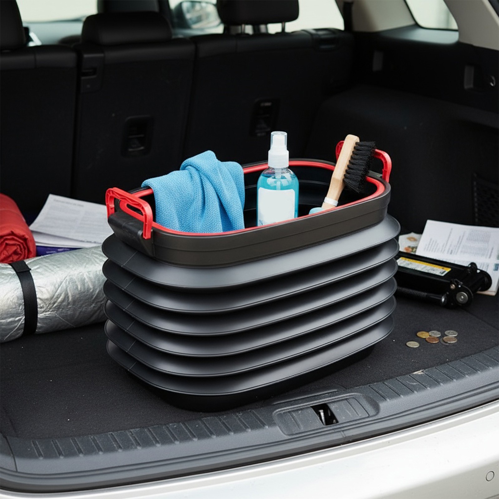 Multifunctional Folding Trash Can For Car RV Camping Water Bucket Outdoor Tavel