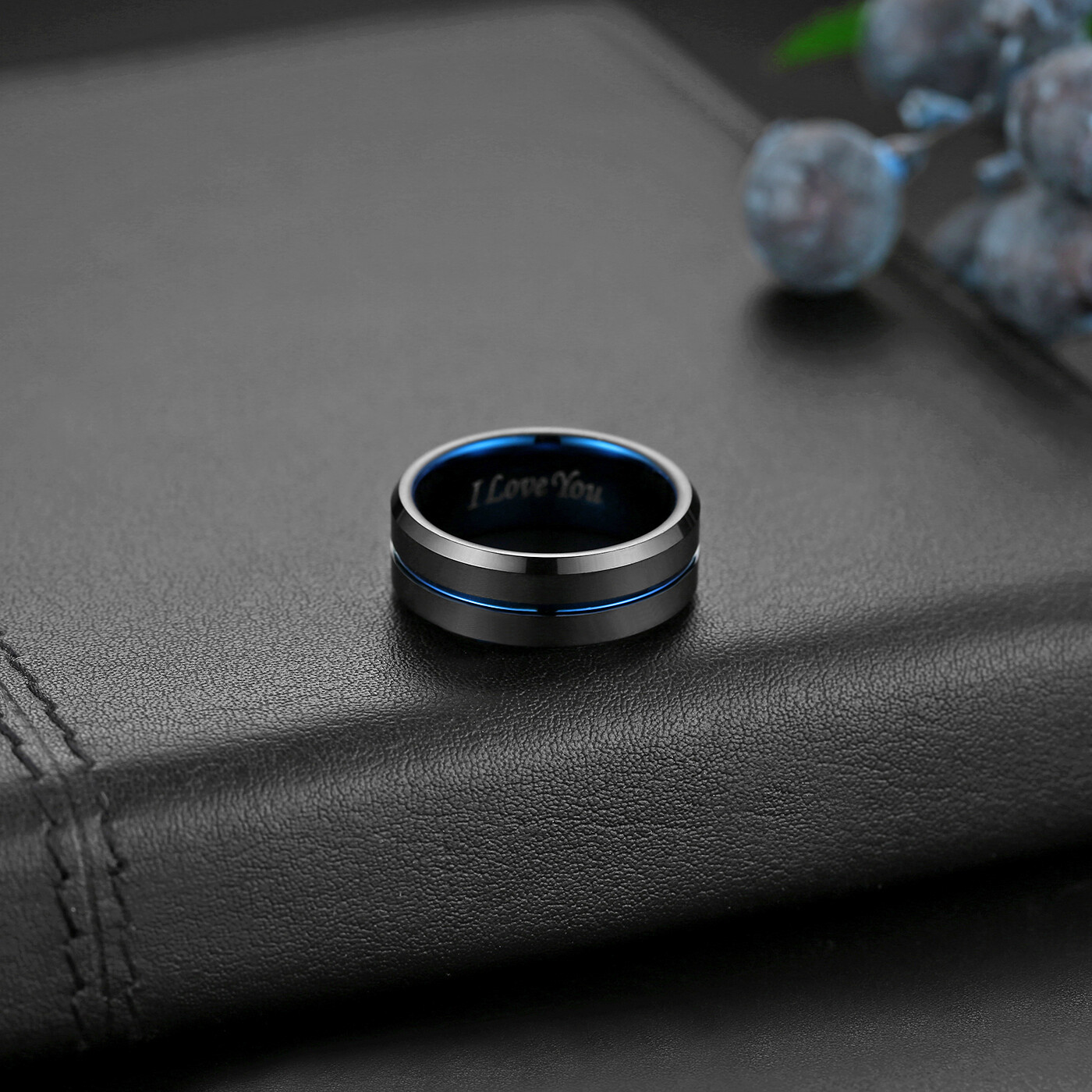 Men I Love You Wedding Band Tungsten Ring Women Heart Promise Band Couple 2pcs