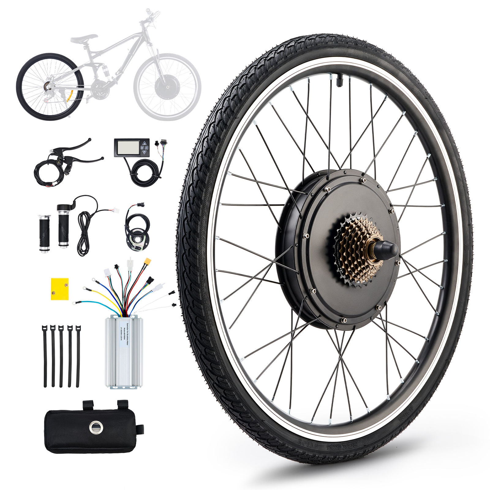 500W/1000W/1500W E-Bike Conversion Kits Electric Bicycle Front/Rear Wheel Motor