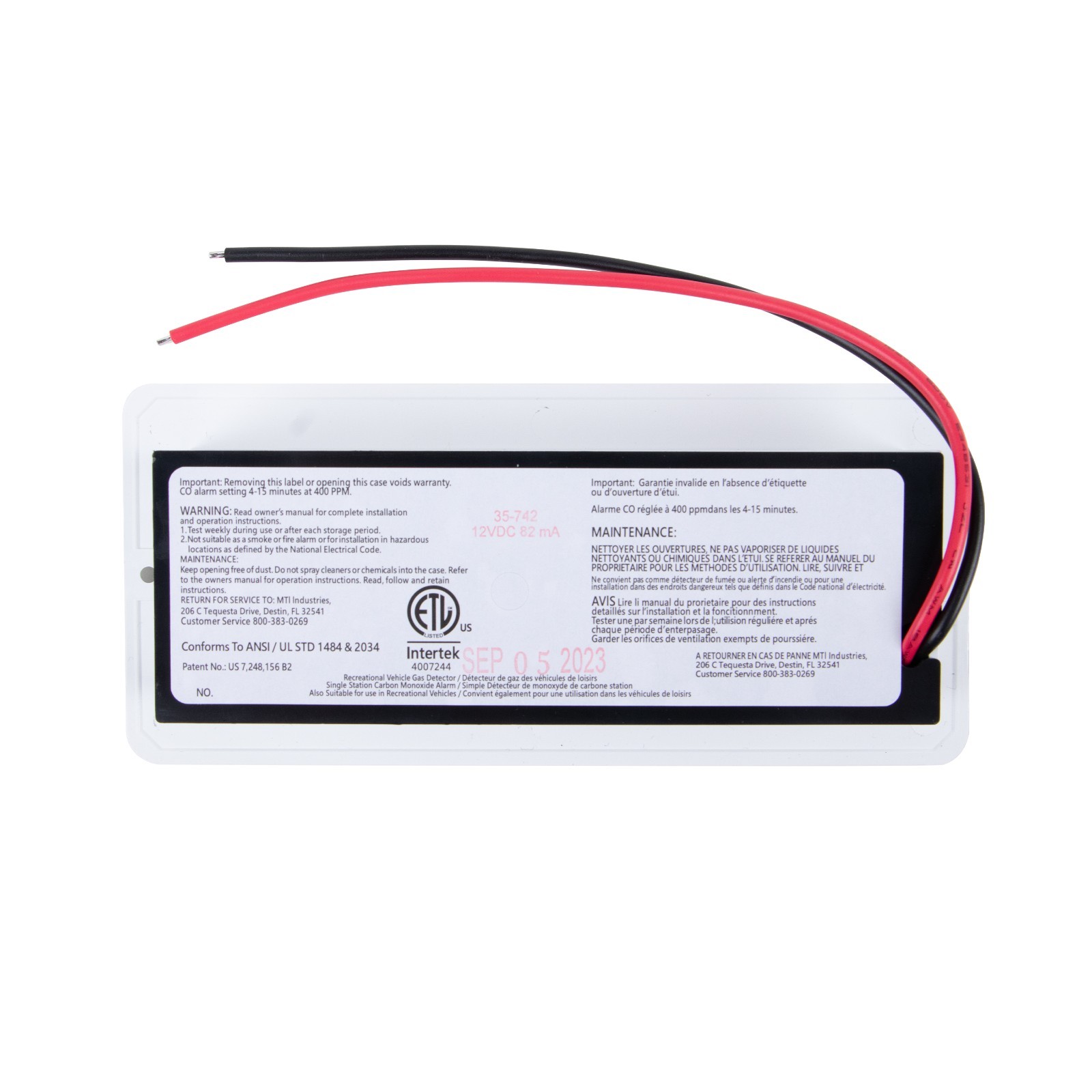 Safe T Alert 35-742-WH Dual LP/CO Alarm – Flush Mount White RV Detector