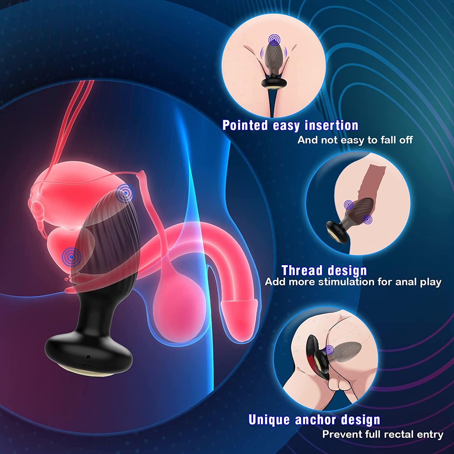 Rotating Anal Butt Plug Dildo Vibrator Prostate Massager Sex Toys for Men Women
