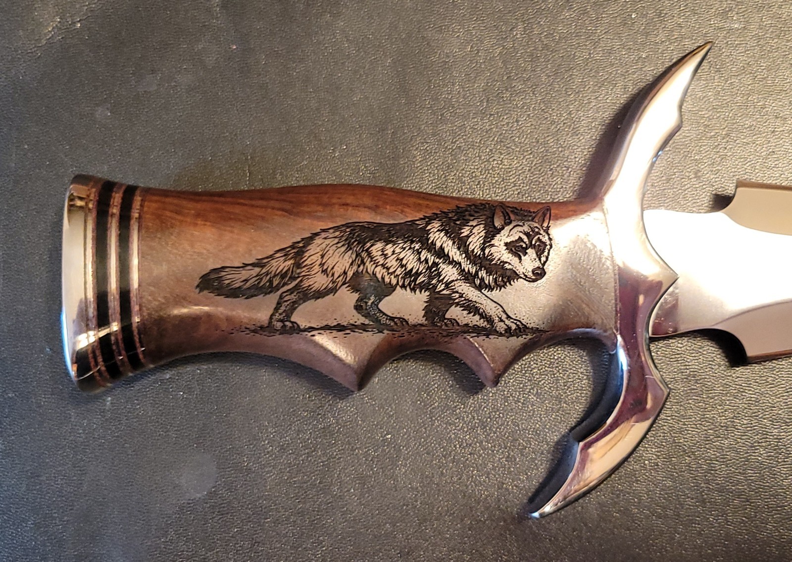 Impact Cutlery Custom D2 Steel Dagger Knife Engraved Rosewood Handle- 2402