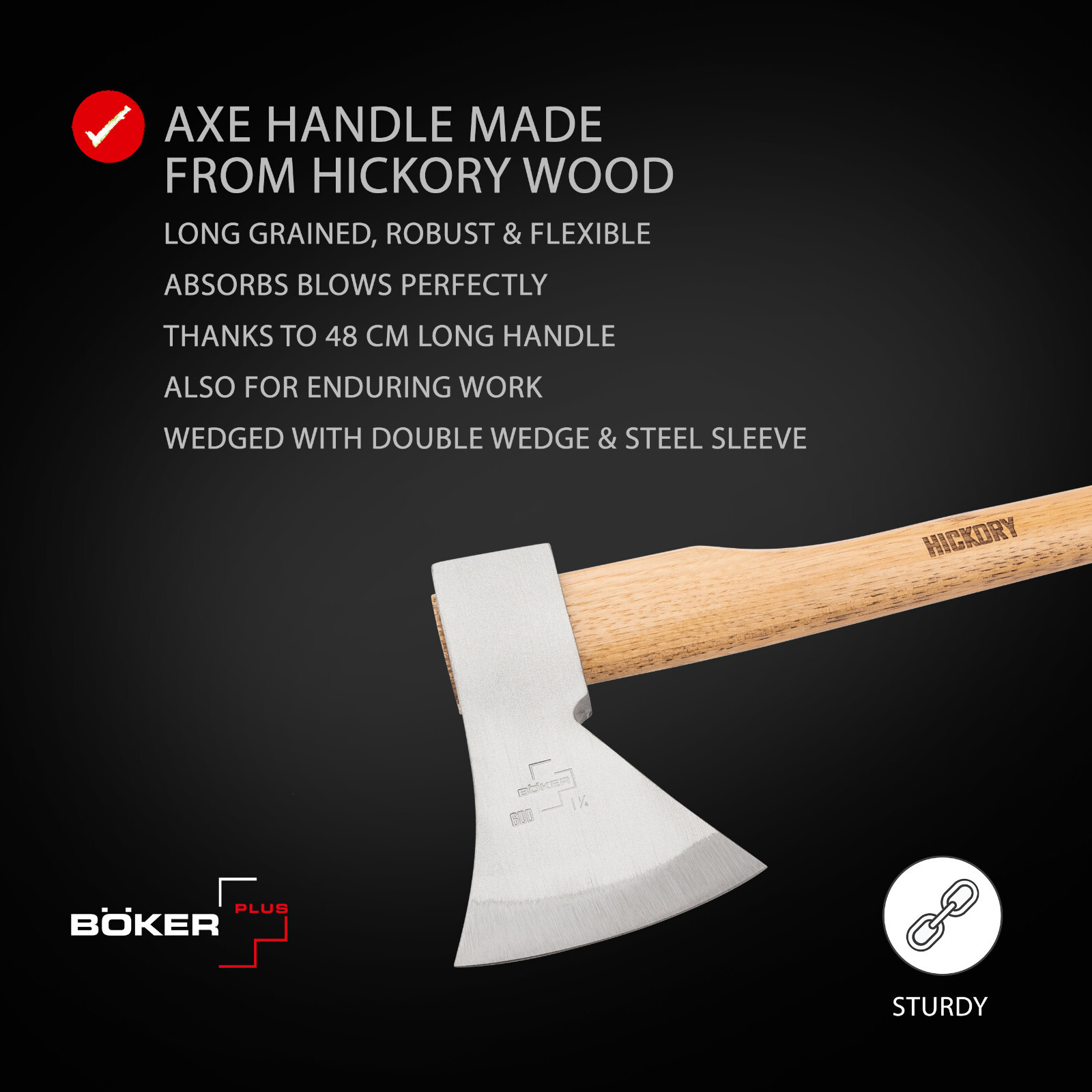 20" Boker Plus Appalachian Axe Big 1055 Blade Hickory Handle Hatchet ✔️09BO255