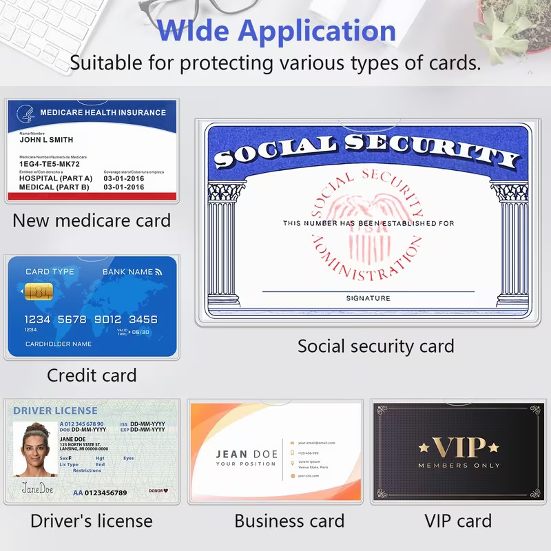 20 Medicare Card Holder Protector Sleeve Clear PVC For Credit Card Business Card