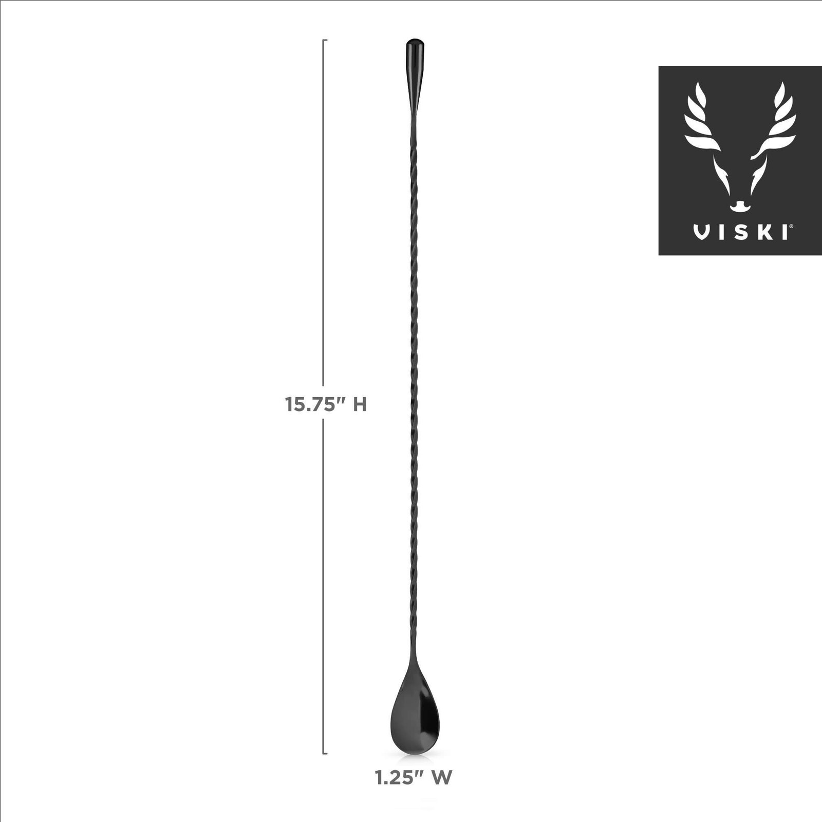 Viski Gunmetal Weighted Stainless Steel Barspoon, Japanese Twisted Stem Handl...