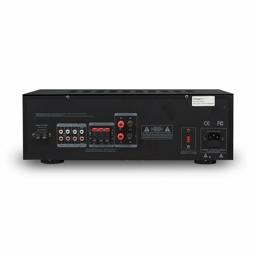 Technical Pro 1000W Stereo Receiver with USB & SD Card Inputs in Black, RX38UR
