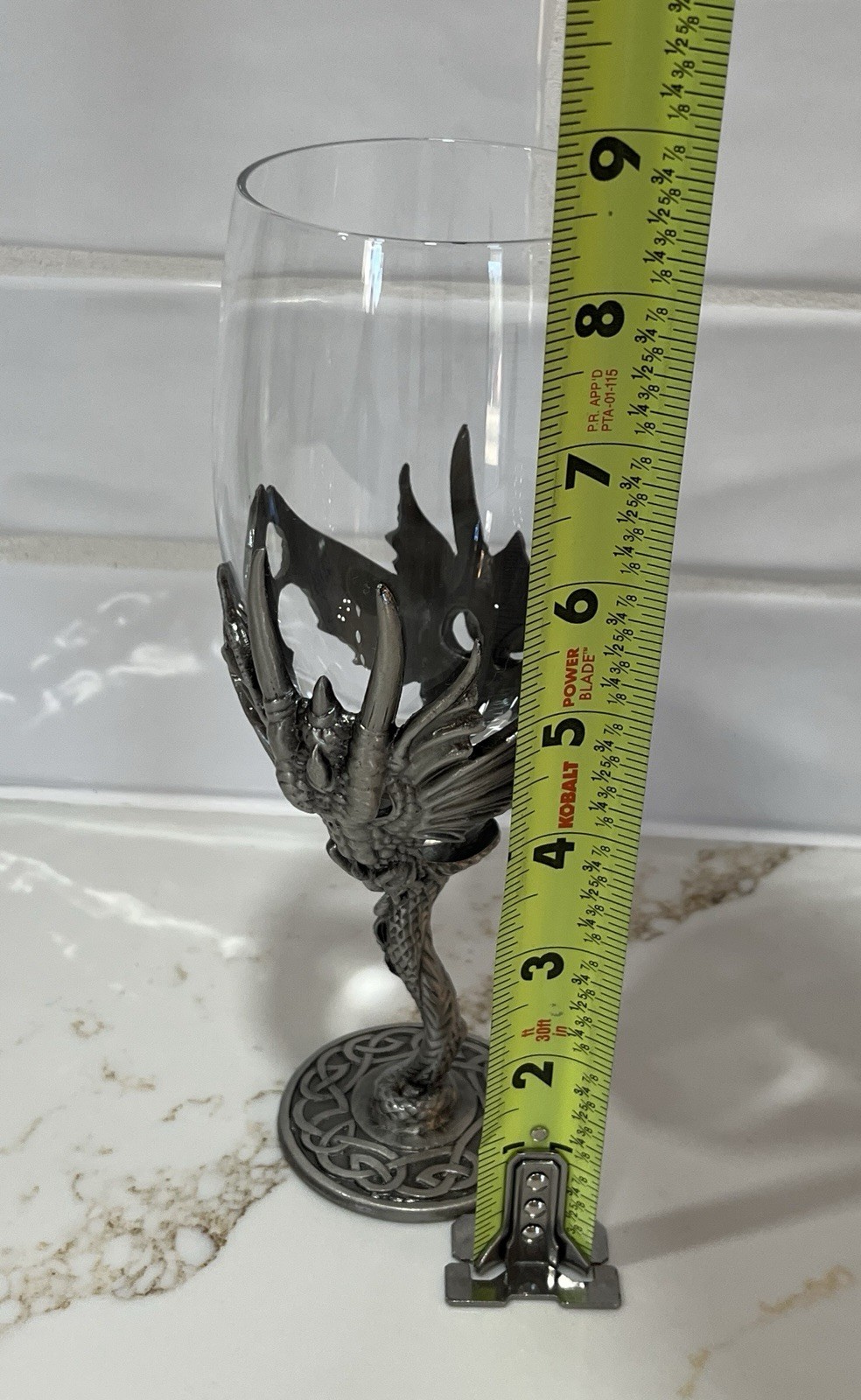 Vintage 8.50 “ Veronese Myths & Legends Pewter & Glass Dragon Wine Goblet