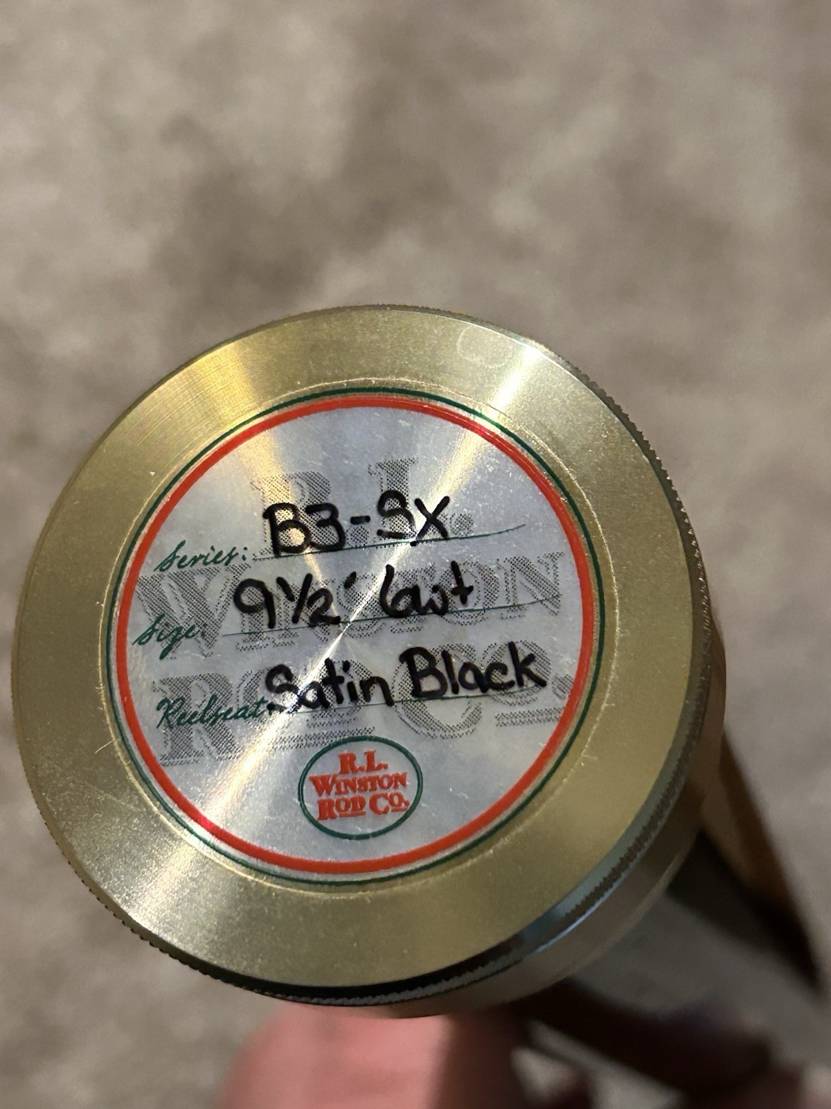 R.L. Winston Rod Co. TUBE And SOCK ONLY Green Metal Case 9’. 6” 6wt Fly Rod