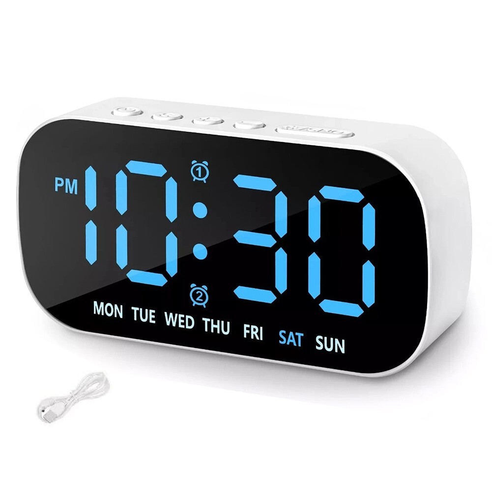 Electric Digital Alarm Clock LED Large Display Battery Backup Snooze Dual Alarm