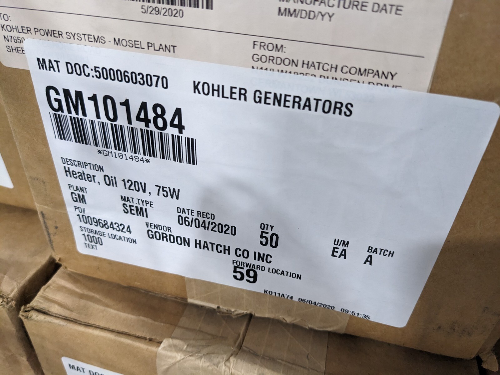 NEW Kohler GM101484 Oil Heater Kit 120V 75W