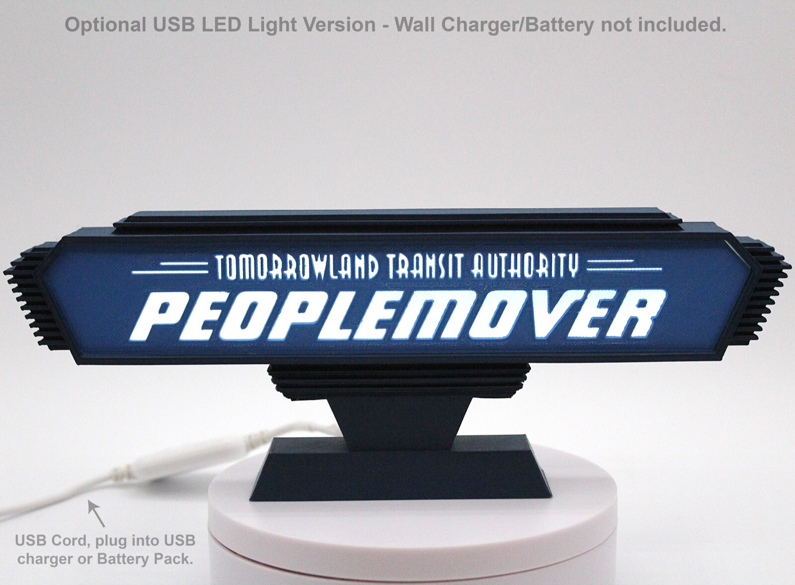 PeopleMover Tomorrowland Transit Authority TTA 3D Printed Sign Replica LED Light
