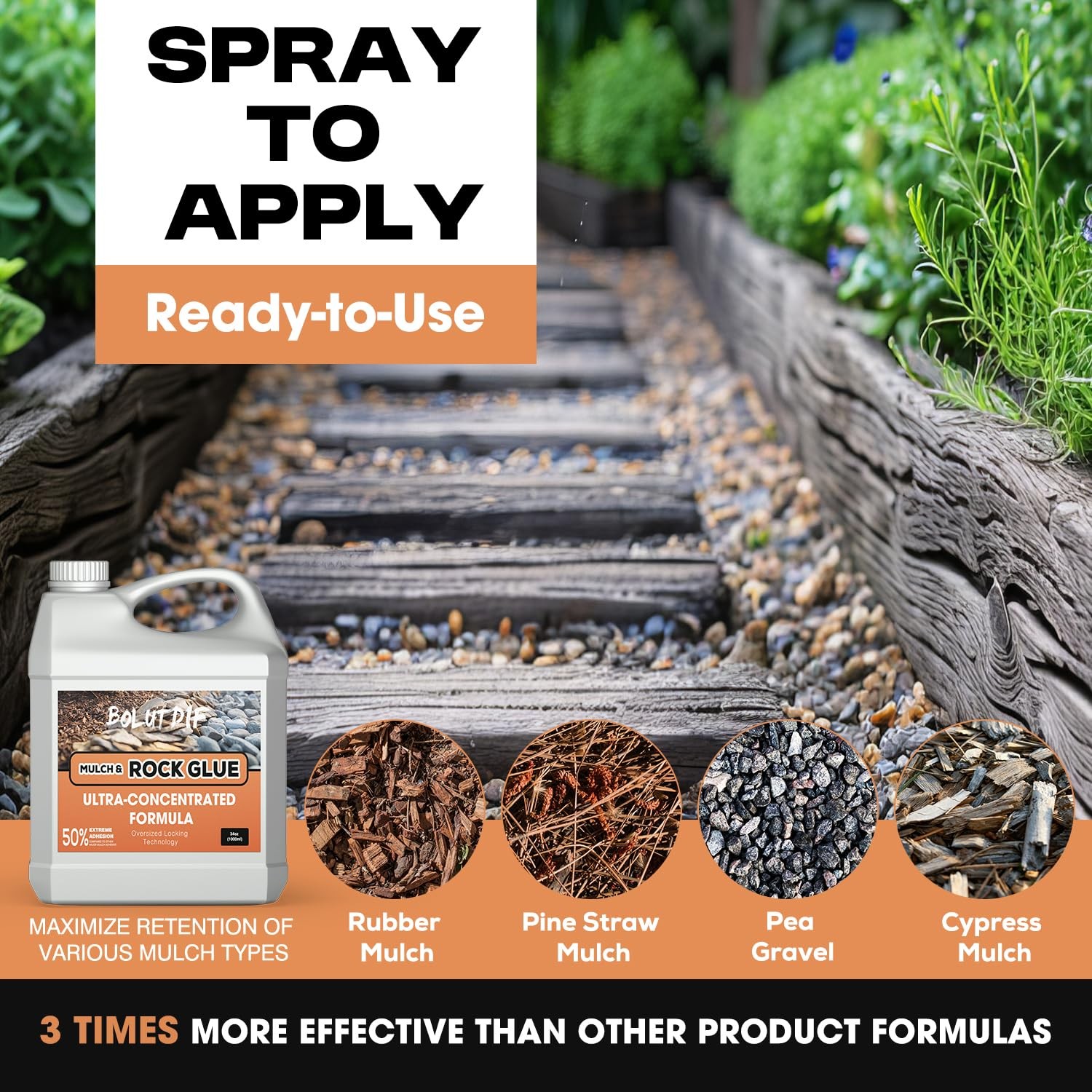 34 OZ Mulch Glue for Landscaping, Rock Glue for Landscaping and Stabilizing M...