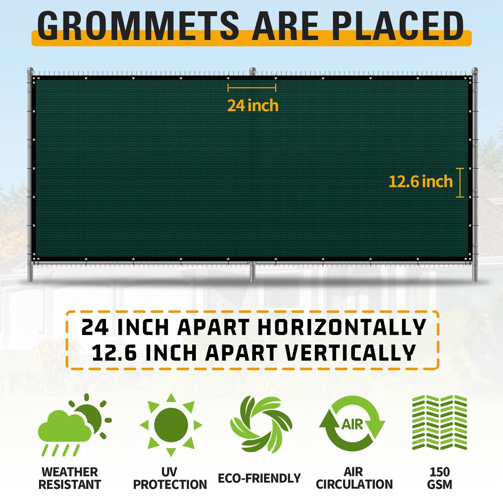 Privacy Fence – 6' x 50' Heavy Duty Privacy Screen with Bindings & Brass Grom...