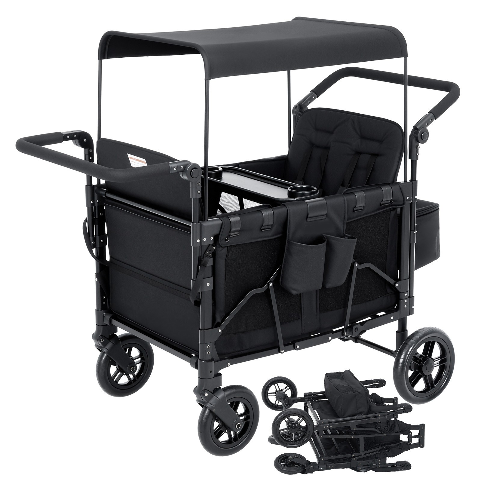 4 Seater All-Terrain Wagon Stroller Premium Wagon Stroller with Safety Harness