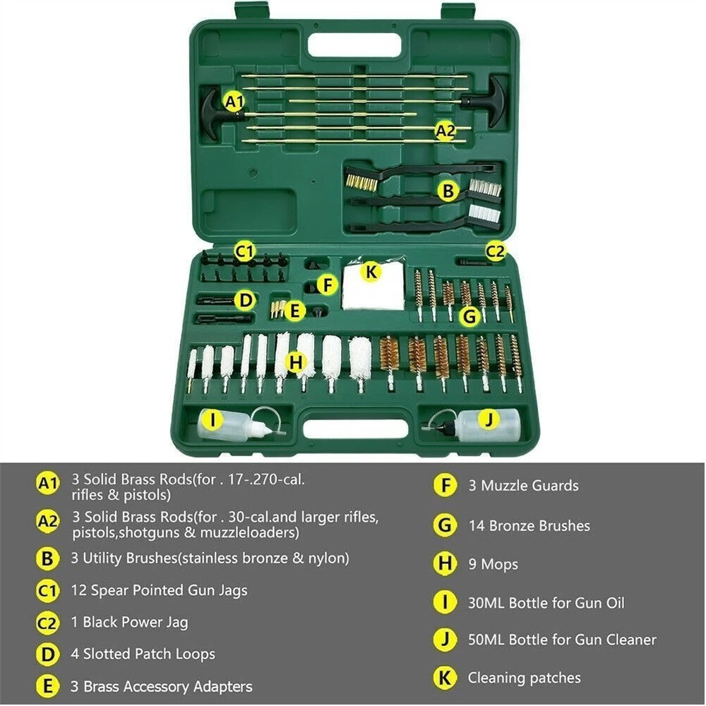 Gun Cleaning Kit Universal Rifle Pistol Shotgun Handgun Firearm with Case