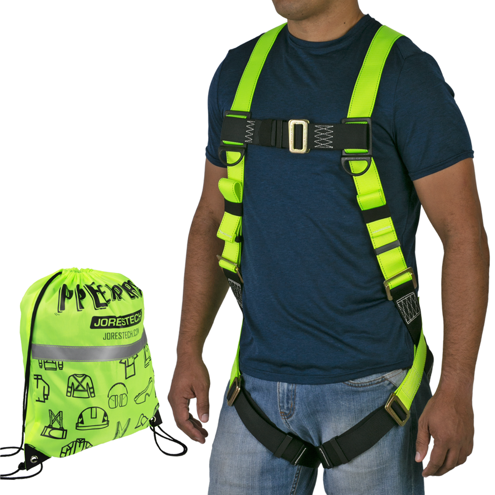 Safety Harness 1D Ring Fall Protection Full Body ANSI OSHA UL JORESTECH