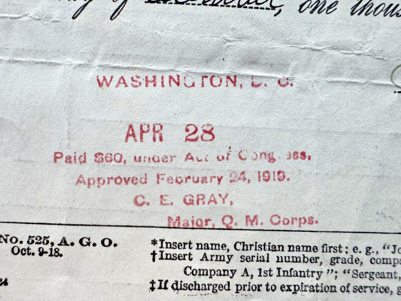 1918 WWI HONORBLE DISCHARGE PAPERS FROM THE UNITED STATES ARMY PRIVATE WESSMAN