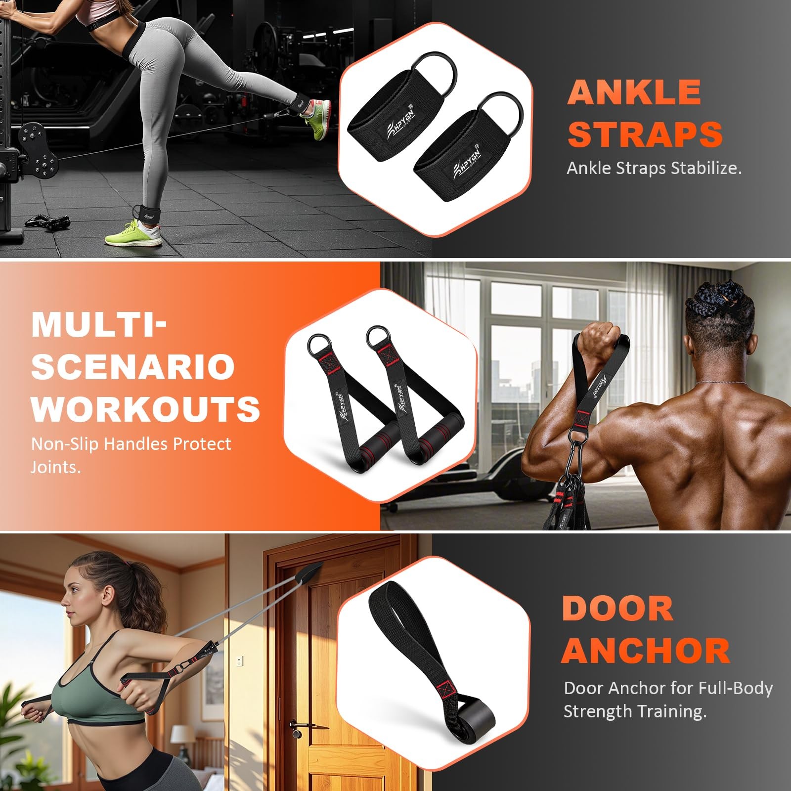 Resistance Band with Handles & Door Anchor and Ankle Straps, for Exercise, Fi...