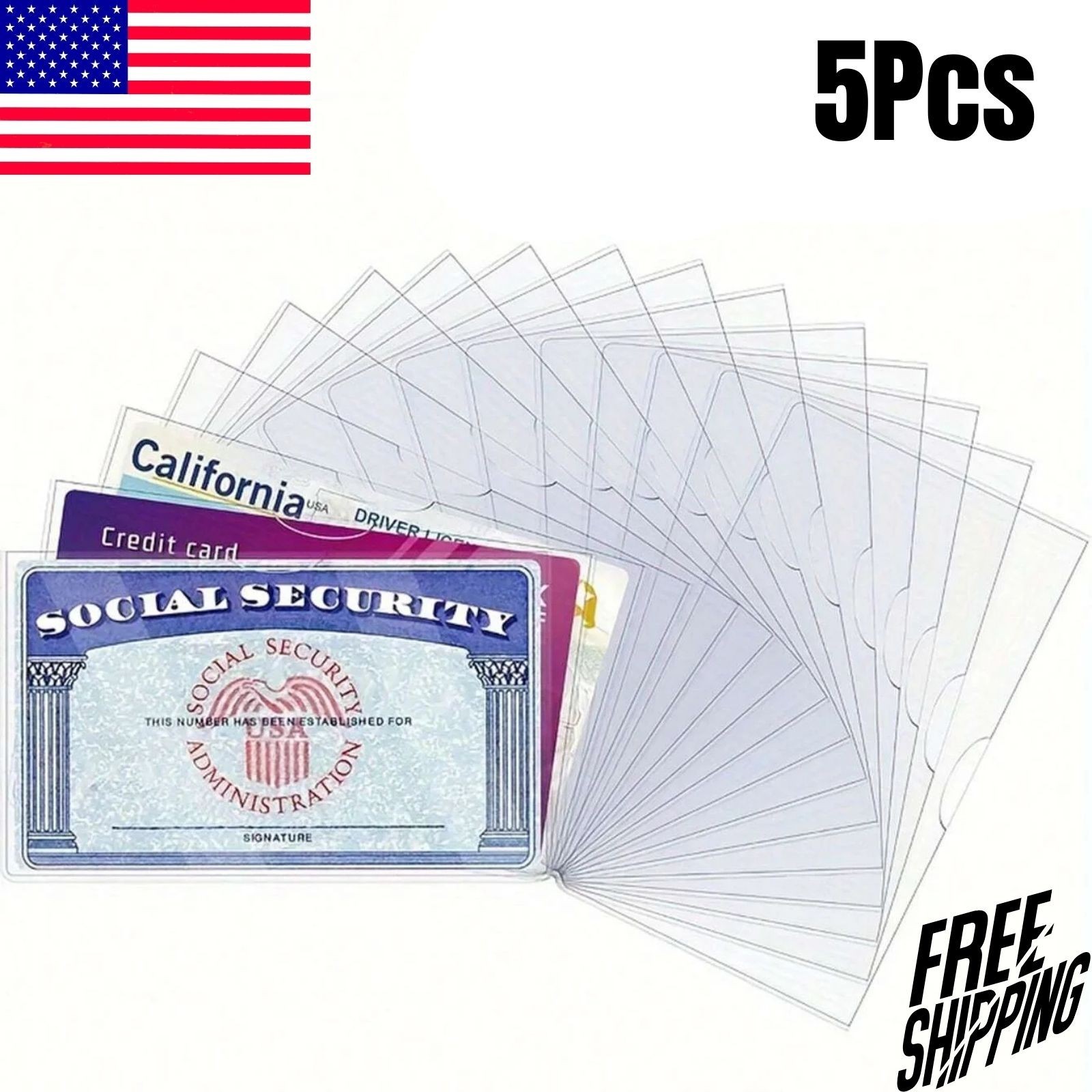 5-Pack Medicare Holder Protector Sleeves Clear PVC For Credit Card Business Card