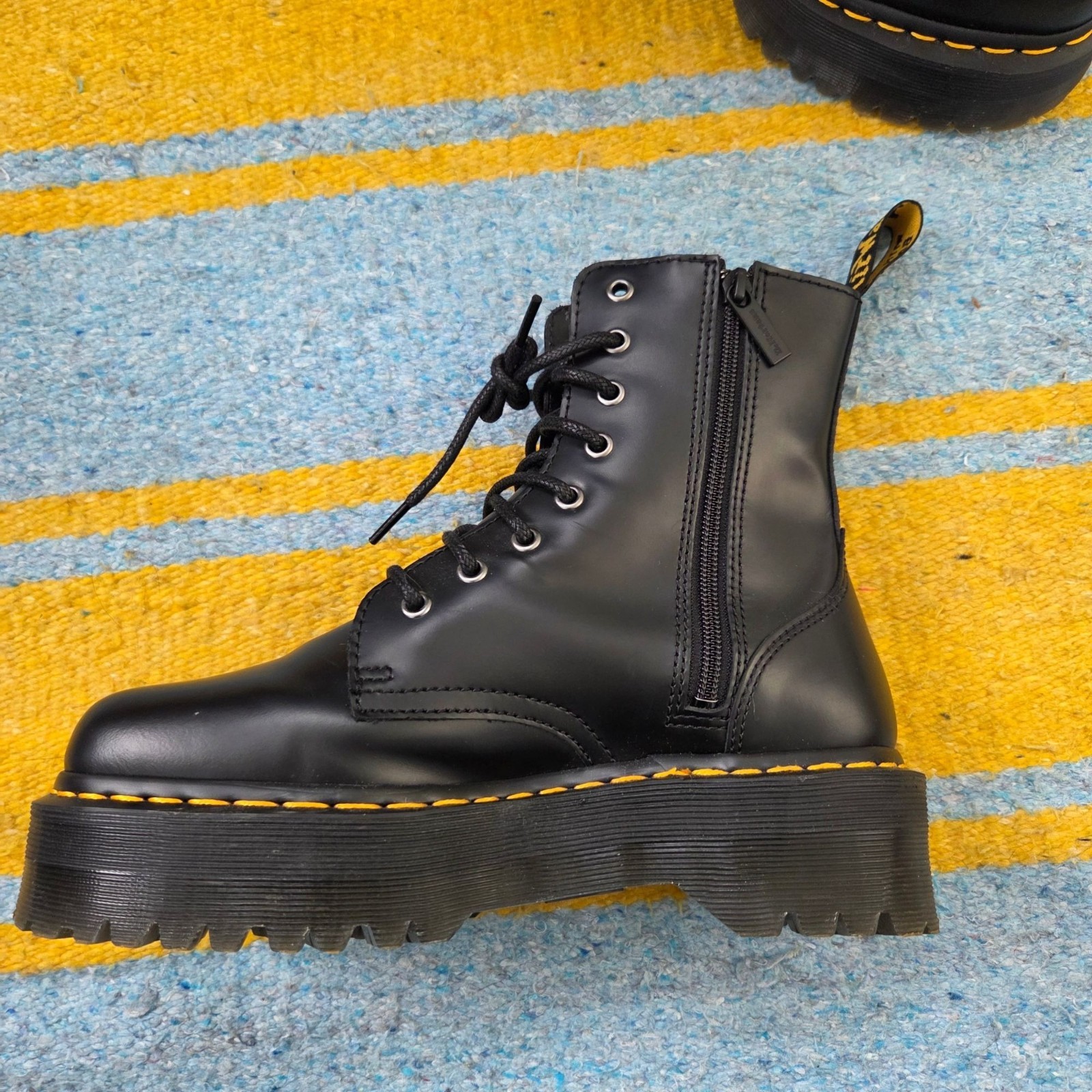 Dr. Martens Jadon Black Platform Lace-Up Boots Size 41