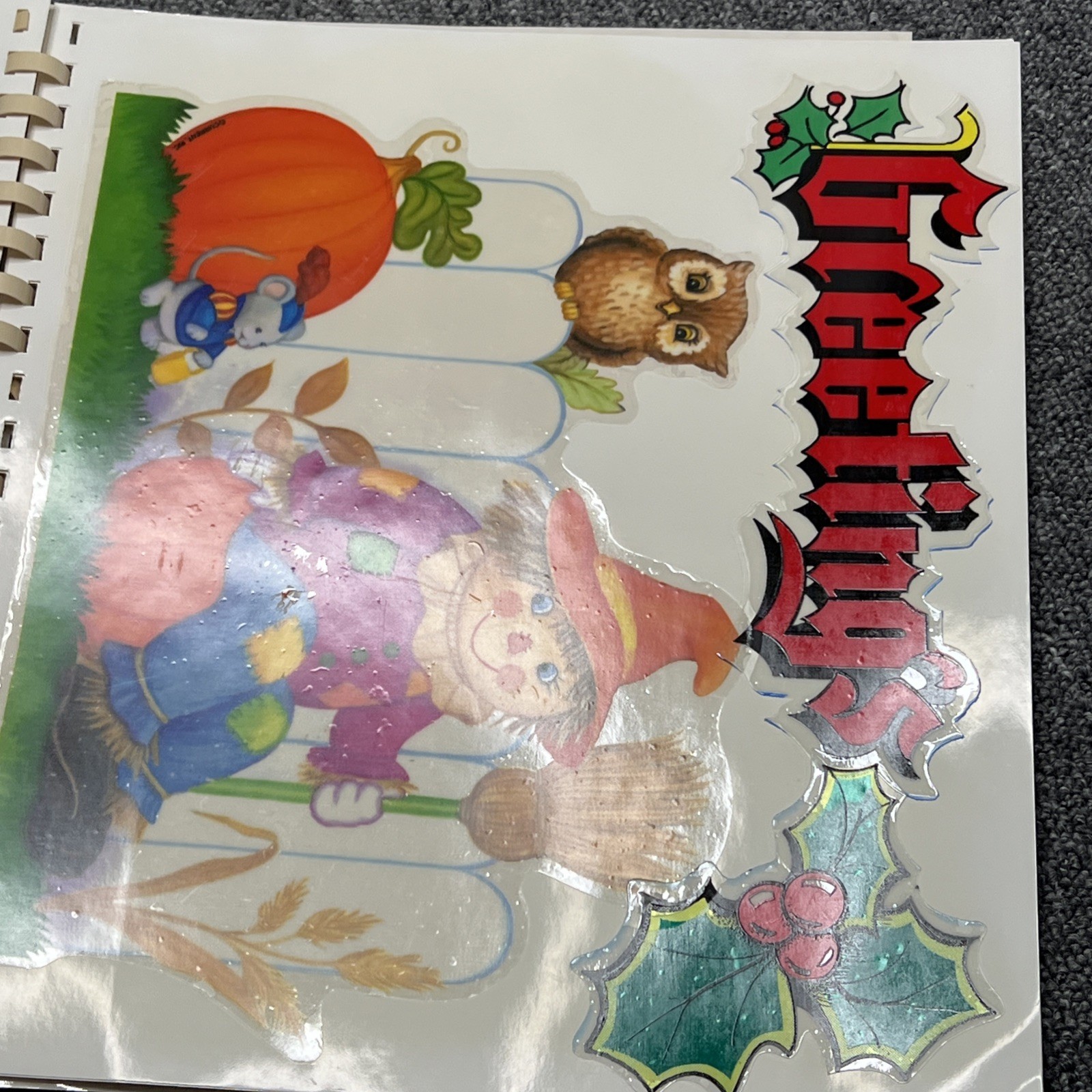 Vintage Current Inc Vinyl Clings Storage Book Holiday Stickers 1990s