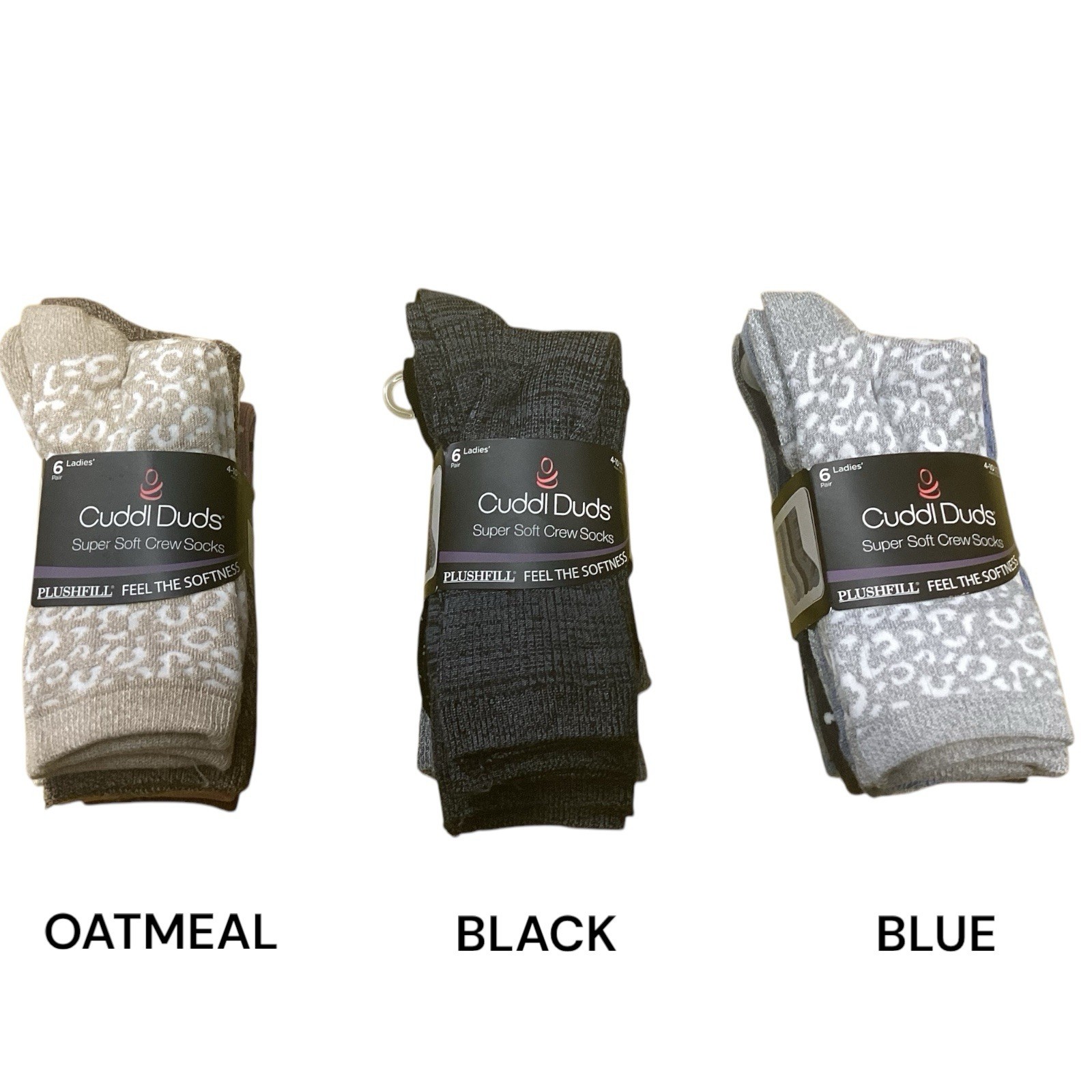 Cuddl Duds Women's Plushfill Super Soft Comfort Crew Socks, 6 Pair