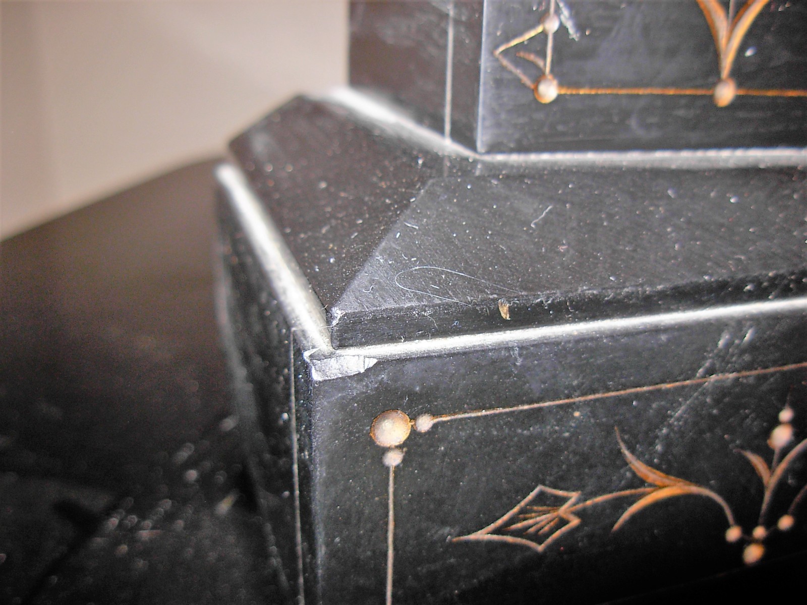 Antique European Black Slate Mantle Clock with Matching Garnitures