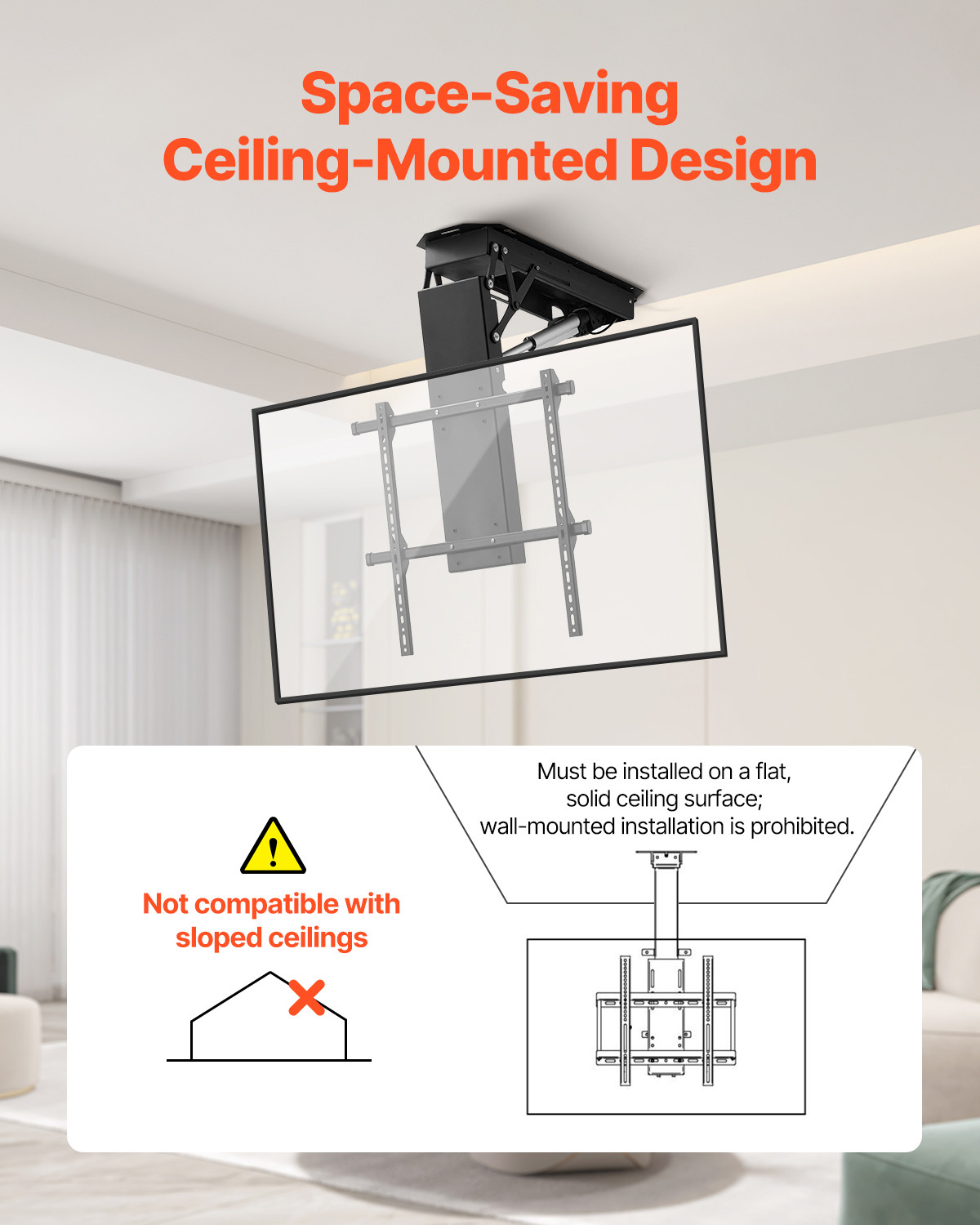 Motorized Ceiling TV Mount Electric Flip Down TV Mount for 32-70 in Screen