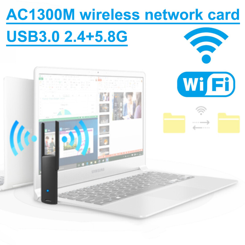 1300Mbps Long Range 5dBi Dual Band 5/2.4GHz Wireless USB3.0 WiFi Adapter Antenna