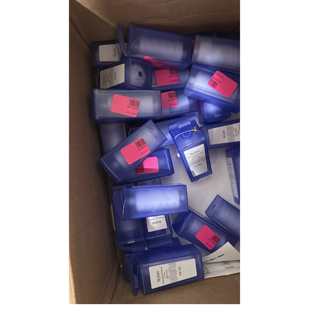 5/PK Unwaxed Dental Floss Spool Refill 200-Yards Each with Translucent Dispenser