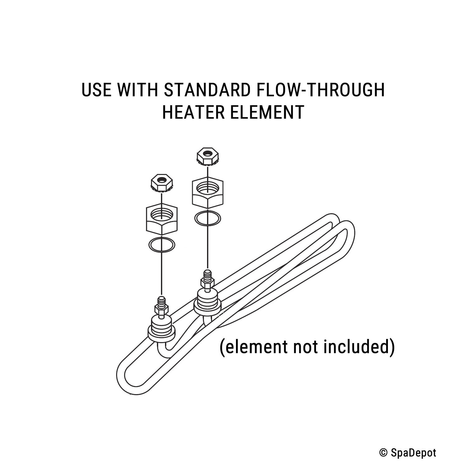 Flow-Thru Spa Heater Manifold for Hot Tub - 2" x 15" - With Unions & Tailpieces