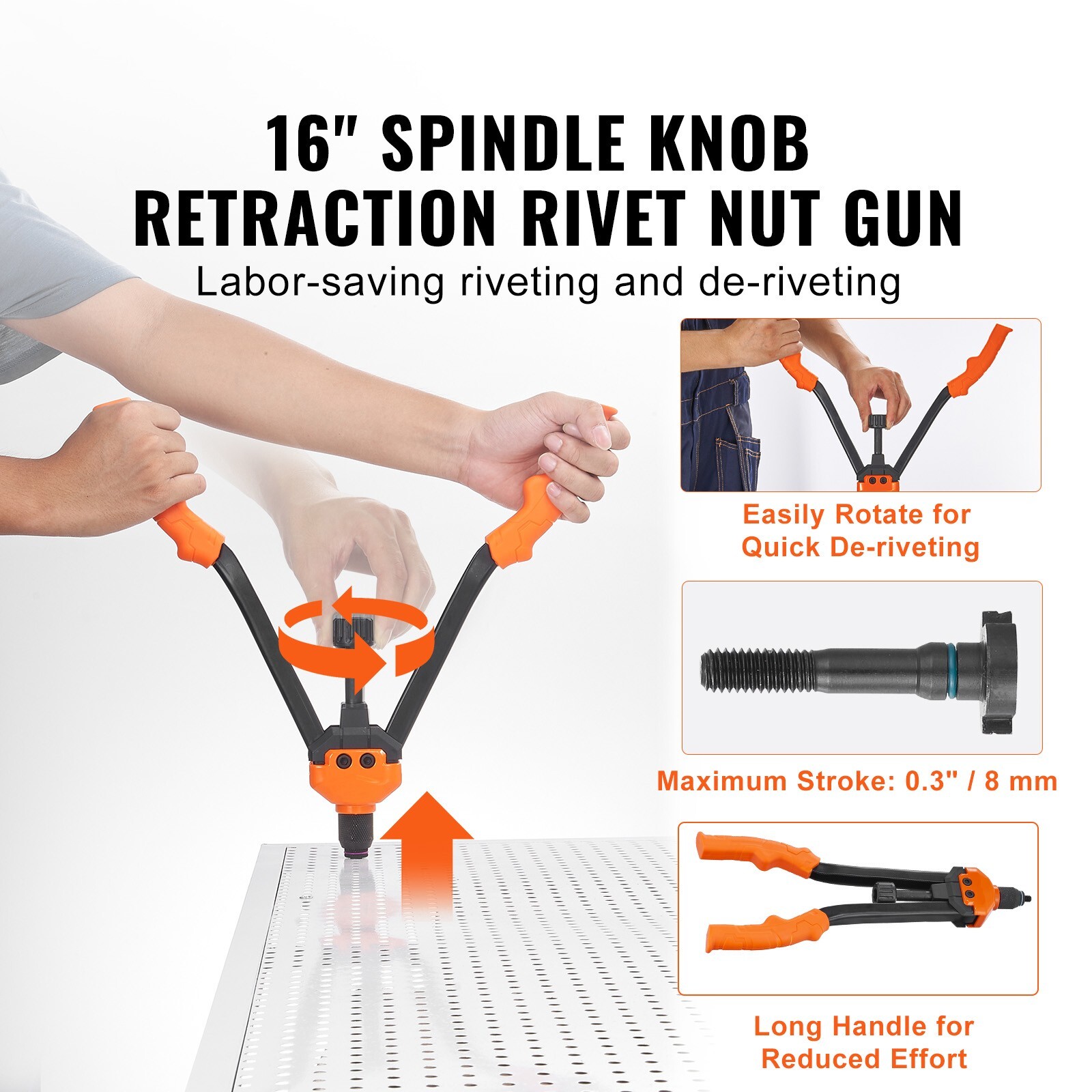 Rivet Nut Tool 16in Rivnut Tool Kit 13 PCS Mandrels and 186 PCS Rivet Nuts