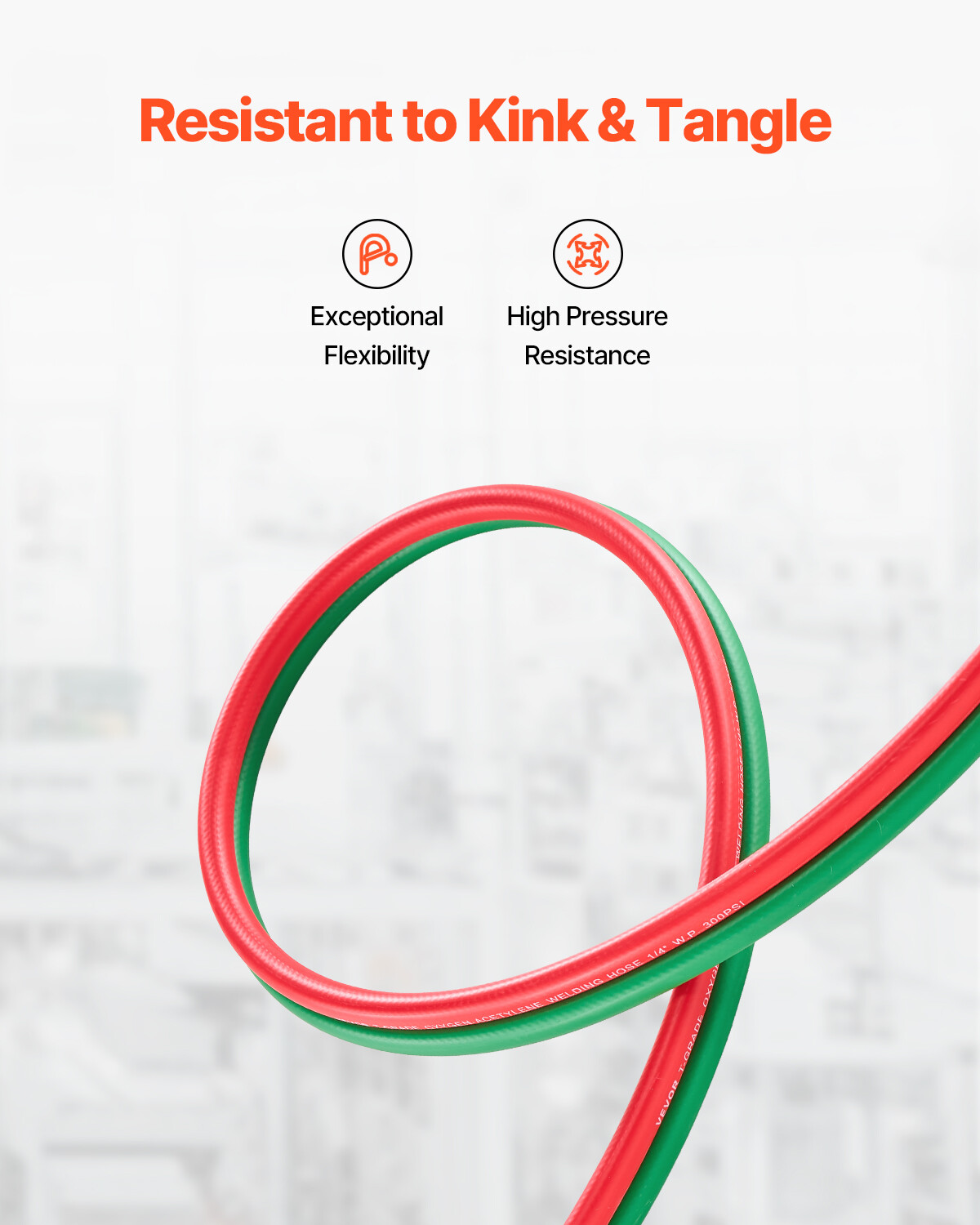 Oxygen Acetylene Hose 1/4-Inch x 50FT T Grade Hose 300PSI Max Working Pressure