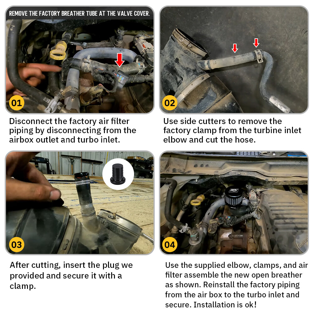 Crank Case Vent Filter Kit For 2007.5-2017 Dodge 2500 3500 6.7L Cummins Diesel