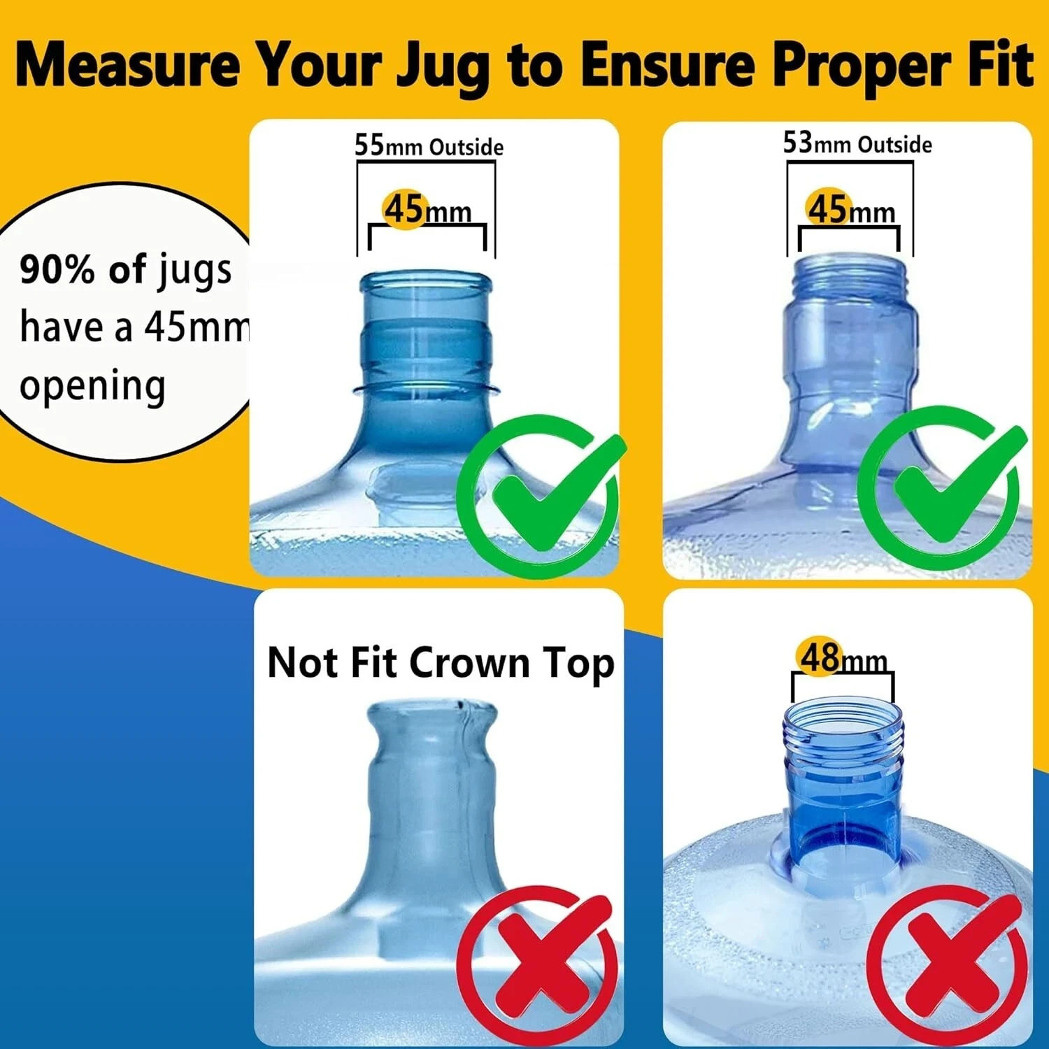 3 Pcs Reusable 5 Gallon Water Jug Caps Leak Proof Bottle Lids (55mm) Bottles New