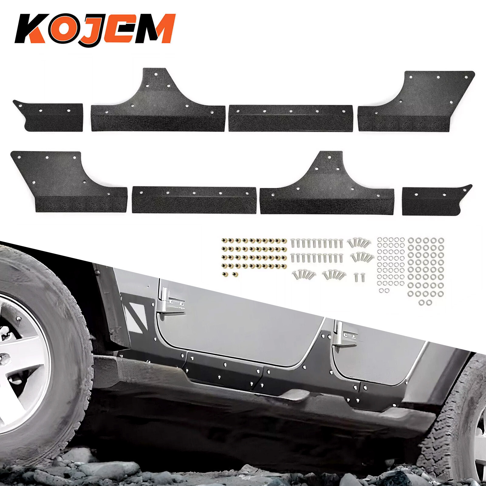 NEW 4 Door Body Armor Cladding Rocker Guards Set For Jeep Wrangler JK JKU 07-18