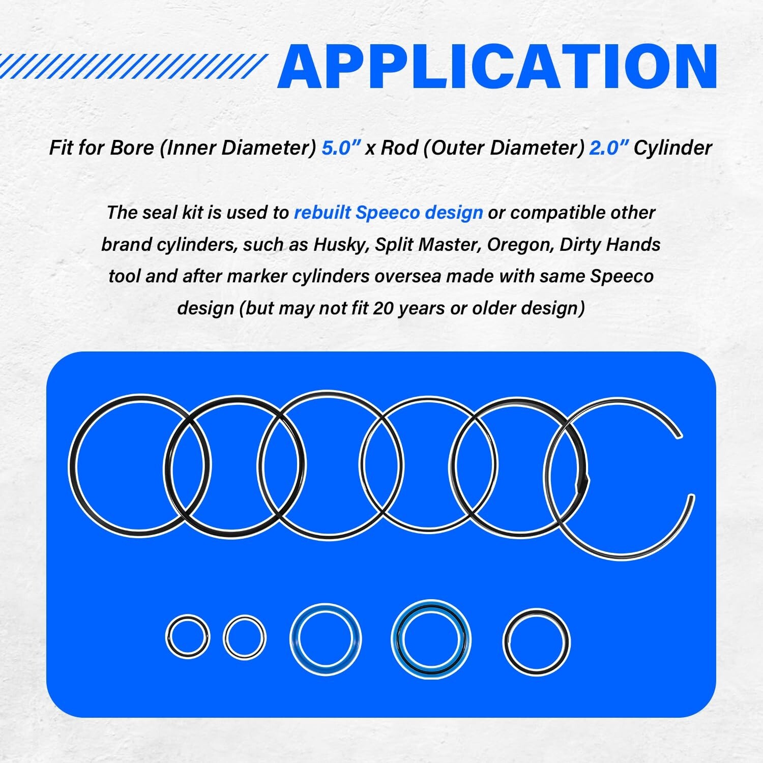 4.5" Bore x 1.75" Rod Cylinder Hydraulic Log Splitter Cylinder Rebuild Seal Kit