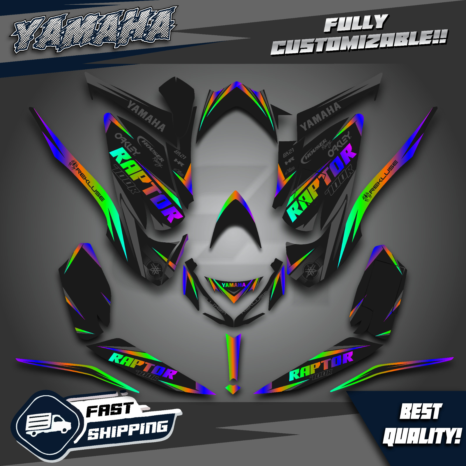 yamaha Raptor 700 700R graphics kit 2013 2018 2020 to 2023 decals stickers atv