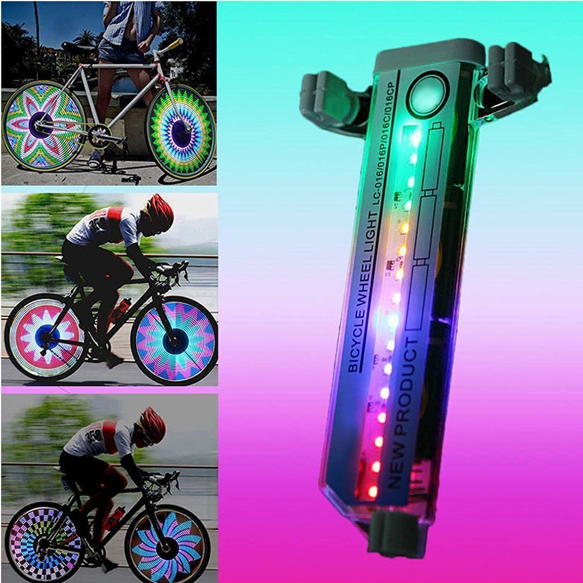 Bicycle Bike Wheel Lights Multicolor in 32 LED String Fits any Spoke Rim Tires