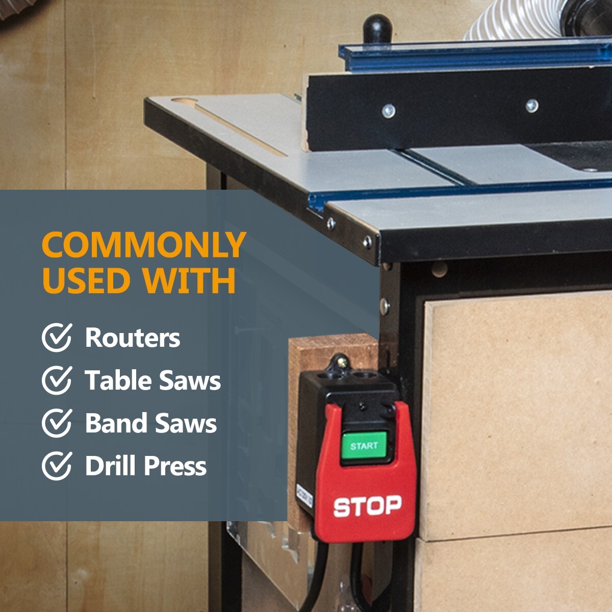 POWERTEC 71754 Safety Paddle Switch for Router Tables & Saws