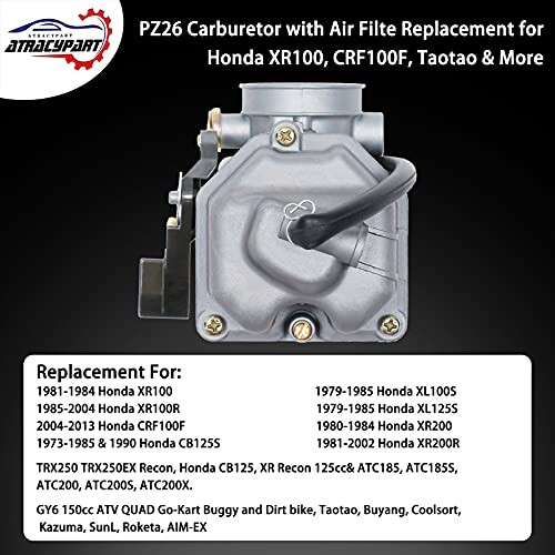 PZ26 Carburetor Kit for 1981-1984 Honda XR100 1985-2004 XR100R, 2004-2013 CRF100