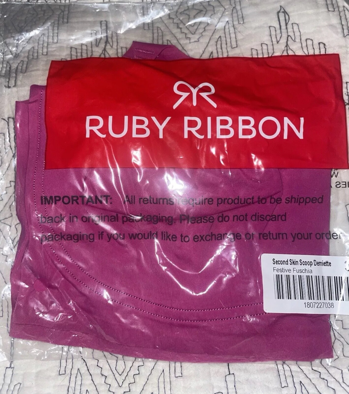 RUBY RIBBON SECOND SKIN SCOOP DEMIETTE #1807 NWOT